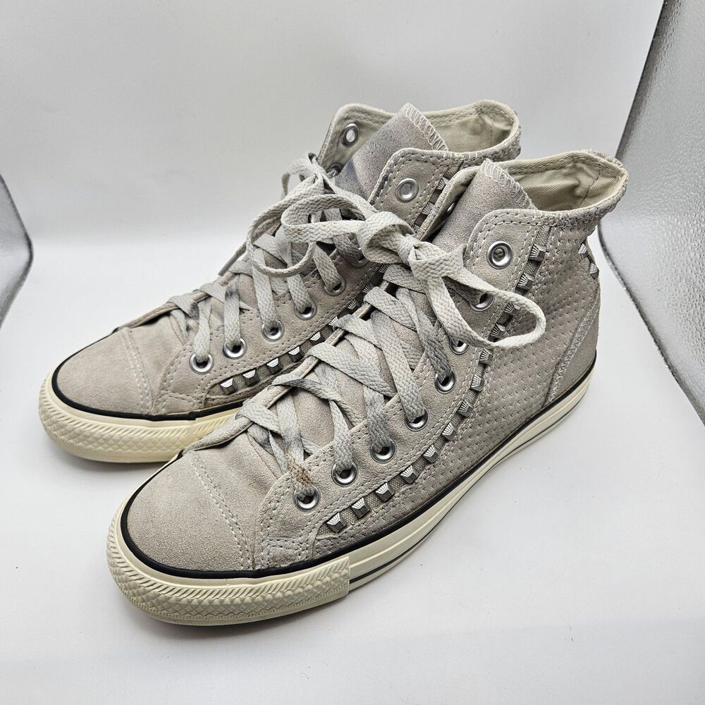 Converse Chuck Taylor All Star Grey Studded High Top Sneakers Skate Alt Sz 8.5